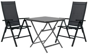 Livarno home Skladací stôl Houston, čierny + Skladacie kreslo Houston, čierne/antracitové, 2 kusy  (800005970)