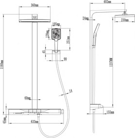 Mexen Zoom, sprchová sada s ručnou a dažďovou hlavicou, biela, 78101-20