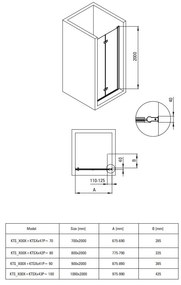 Deante Kerria Plus, skladacie sprchové dvere do otvoru 90x200cm, 6mm číre sklo s ActiveCover, chrómový profil, KTSX041P