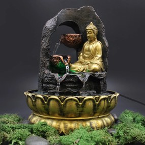 Stolová Fontánka - Zlatý Meditujúci Budha - 30 cm