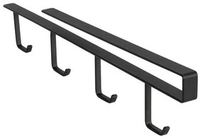 usporadejto.cz Držiak na hrnčeky so 4 háčikmi, závesný pod policu, bez montáže, MERLIN, čierny