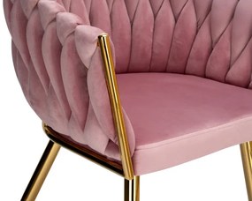 Jedálenská stolička COFTON zamatová, zlatá / ružová