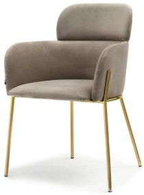 Dizajnová jedálenská stolička RIA béžová zlaté nohy