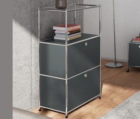 Kovová komoda »CN3« s 2 výklopnými priehradkami, sivá