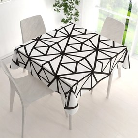 Biante Bavlnený štvorcový obrus Sandra SA-577 Čierne geometrické vzory na bielom 120x120 cm