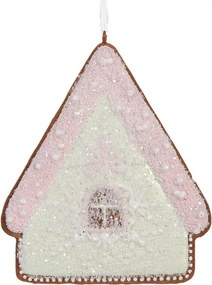 Závesná dekorácia zelená perníková chalúpka Frosted Ginger - 9*1*10 cm