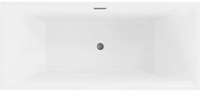 Mexen Lita, voľne stojaca vaňa 170 x 75 cm, biela-čierna, brúsený grafit prepad, 52121707575-95