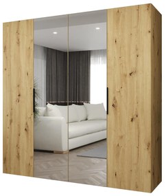 Šatníková skriňa 200 cm Mirabella 2 (dub artisan + čierna). Akcia -19%. Vlastná spoľahlivá doprava až k Vám domov. 1126413