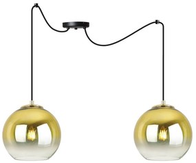 Závesné svietidlo Bergen Gold Spider, 2x zlaté/transparentné sklenené tienidlo (fi 20cm)