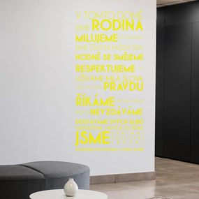 Veselá Stena Samolepka V tomto dome Farba: žltá, Veľkosť: 60 x 125 cm