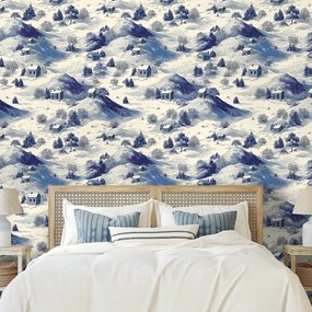 Tapeta zimná krajina s modrými horami