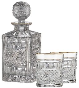 Bohemia Crystal ručne brúsený whisky set Felicie Line Gold (1 karafa +