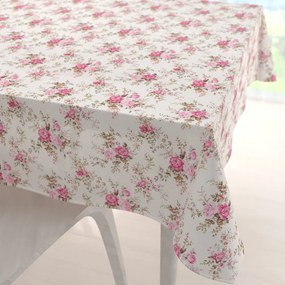 Biante Dekoračný štvorcový obrus PML-107 Ružové ružičky na bielom 80x80 cm