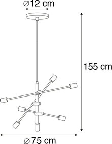Inteligentné priemyselné závesné svietidlo čierne vrátane 6 WiFi ST64 - Sydney