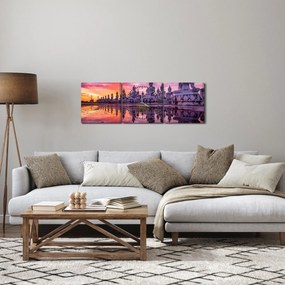 Obraz - Budhovia v západe slnka (s hodinami) (90x30 cm)
