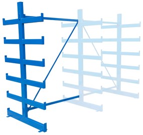 Konzolový regál prístavný, obojstranný, 2000 x 1330 x 1144 mm, 6 poschodí