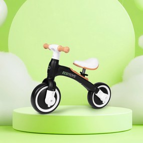 Balančný bicykel s pedálmi + tréningové postranné kolieska 3v1 čierne, ECOTOYS