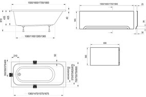Ravak C741000000 - Vaňa CHROME 170x75 cm akrylát/biela