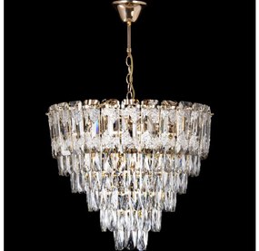 LED luster na reťazi, 9xE27/60W/230V + 6xLED/6W, priemer 50 cm, zlatá