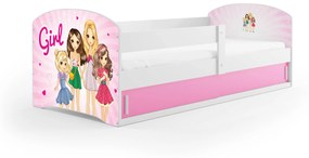 Detská posteľ 80 x 160 cm Lukan (biela + vzor girls) (s roštom, matracom a úl. priestorom). Vlastná spoľahlivá doprava až k Vám domov. 1056445