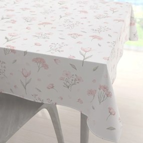 Biante Bavlnený štvorcový obrus Sandra SA-741 Ružové jarné kvety na bielom 150x150 cm