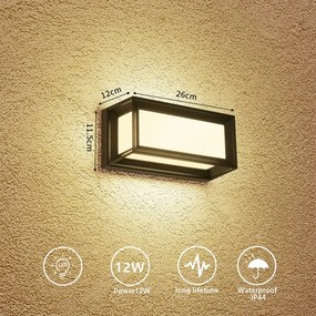 BRILAGI - LED vonkajšie nástenné svietidlo PARKER LED/12W/230V 3000/4500/6000K čierne IP44