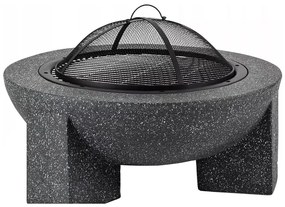 Prenosné ohnisko s roštom 79,5x38 cm, čierna/tmavá žula
