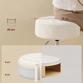 Výškovo nastaviteľná stolička AURA k toaletnému stolíku, Ø35cm, krémová Vasagle