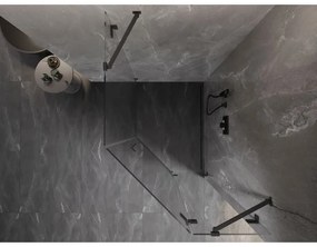 Mexen Lunar, päťuholníkový sprchový kút naklápací vpravo 80 x 100 cm, 8mm číre sklo, grafitový profil, 831-080P-100L-95-00-P