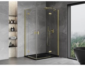 Mexen Mist-H Duo, 2-krídlový výklopný sprchový kút 90 x 95 cm, číre sklo, zlatý matný profil, 8A5-090L-095P-55-00