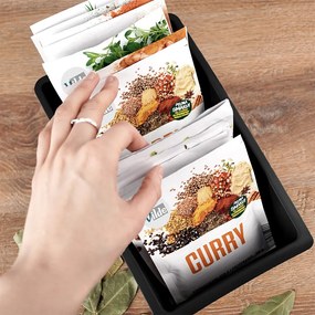 VILDE Organizér na korenie vo vrecúškach, VILDE, čierny, 25 x 15 x 9 cm