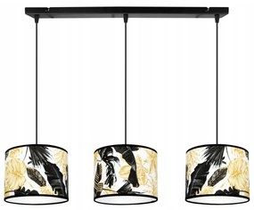 Závesné svietidlo Gold Flowers, 3x biele textilné tienidlo s kvetinovým vzorom, (výber z 2 farieb konštrukcie)