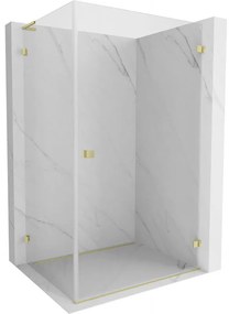 Mexen Lunar-B L výklopný sprchový kút pravý 80 x 70 cm, číre sklo, zlatá matná, 832L-080-070-55-00-P