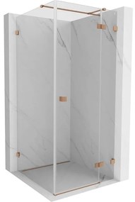 Mexen Lunar T, výklopný sprchový kút pravý 120 x 120 cm, 8mm číre sklo, profil medená matná, 834T-120-120-65-00-P