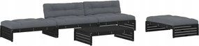 vidaXL 5-dielna sedacia súprava do záhrady, vankúše, čierna, drevo
