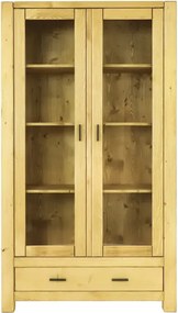 Široká drevená vitrína so spodnou zásuvkou 110x40x195 cm