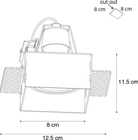 Sada 6 čiernych zabudovaných bodových svetiel GU10 70 mm bez rámu - Oneon