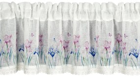Dekorstudio Kuchynská záclonka DOLOREZ zdobená kvetinovou potlačou a čipkou 150 x 30 cm