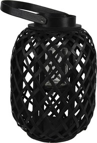 Čierny drevený lampáš s uchom - Ø 22*29 cm