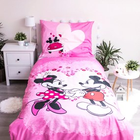 Jerry Fabrics Posteľná bielizeň z mikrovlákna 140x200 + 70x90 cm - Mickey a Minnie "Love micro"