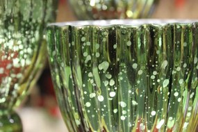 Zelené sklenené svietniky na stopke 3-set