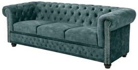 Dizajnová trojsedačka Chesterfield 205 cm petrolejový zamat