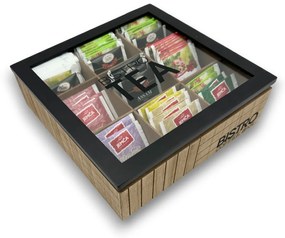 Orion Sada organizéra na čaj + kávové kapsule, drevo-kov BISTRO