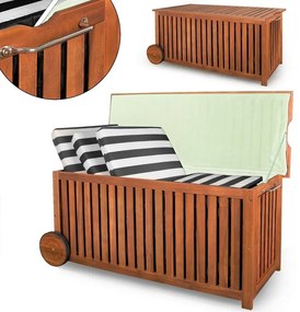Drevený úložný box s kolieskami Acacia 117 cm  vrátane vnútornej plachty