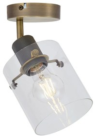 Dizajnový nástenný reflektor bronzový s čírym sklom - Domo