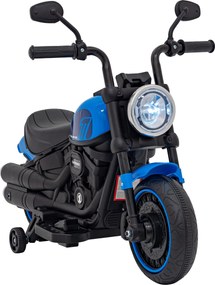 Ramiz Elektrická motorka Chopper FASTER na batérie pre deti modrá + FM rádio + audio panel + LED