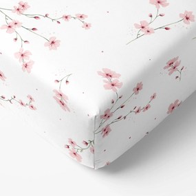 Goldea bavlnená napínacia plachta - kvitnúce sakury 80 x 160 cm
