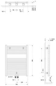 Kúpeľňový radiátor Schulte Turbo 68,5x50 cm biely so stredovým pripojením