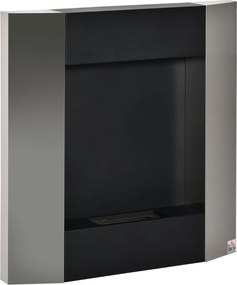 HOMCOM Biodeňková Krb na Stenu so Zásobníkom 0.7L a Krytom pre 20m², Oceľ, 72x11x72cm, Strieborná a Čierna | Aosom