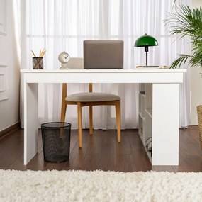 Rohový PC stolík Cete (biela). Akcia -22%. Vlastná spoľahlivá doprava až k Vám domov. 1144652
